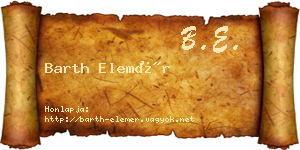 Barth Elemér névjegykártya