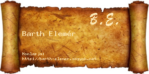 Barth Elemér névjegykártya